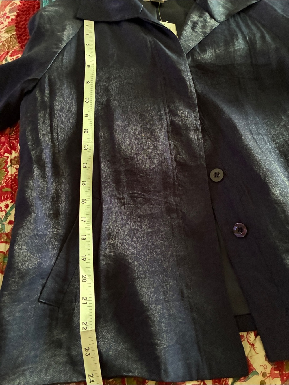 Chico Satin Coat NAVY size 0 Dark Navy Blue - Picture 5 of 6